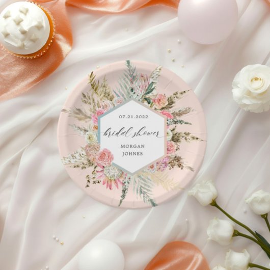 赤面エレガントボヘミアンフローラブライダルシャワー ペーパープレート
