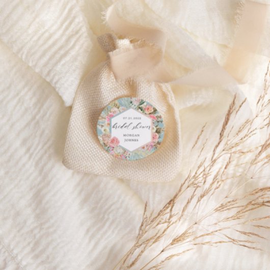 赤面エレガントボヘミアンフローラブライダルシャワー ラウンドシール