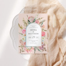 赤面エレガントボヘミアンフローラ結婚式招待状 招待状