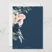 赤面エレガントポピズネイビーフローラシルバー結婚ズ 招待状 (裏面)