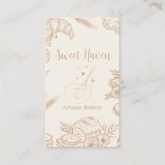 赤面エレガントミニマル料理器具ベーカリー 名刺 (正面)