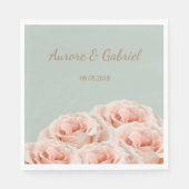 赤面エレガントローズブーケセージ金ゴールド結婚ズ スタンダードランチョンナプキン (正面)