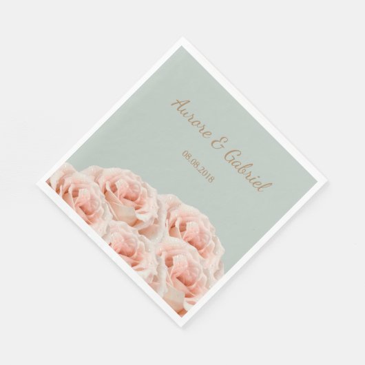 赤面エレガントローズブーケセージ金ゴールド結婚ズ スタンダードランチョンナプキン (角)