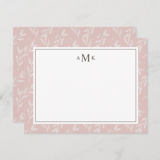 赤面エレガント植物学モノグラムの院 ノートカード (正面/裏面)