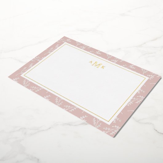 赤面エレガント植物箔モノグラムのノートカード 箔シーズンカード (回転した状態)