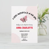 赤面エレガント水彩蝶の赤ちゃんシャワー 招待状 (スタンド正面)