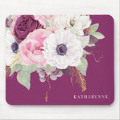 赤面エレガント牡丹植物金箔フローラ マウスパッド (正面)