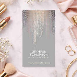 赤面エレガント紙吹雪雨模様グレー 名刺