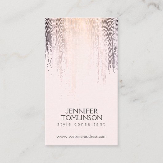 赤面エレガント紙吹雪雨模様ピンク 名刺 (正面)