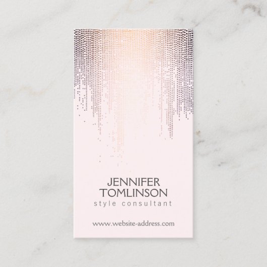 赤面エレガント紙吹雪雨模様ピンク 名刺 (正面)