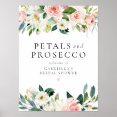 赤面エレガント花びら&プロセッコブライダルシャワー ポスター (正面)