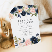 赤面エレガント花びら&プロセッコブライダルシャワー 招待状