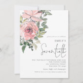 赤面エレガント花模様70歳の誕生日パーティー 招待状 (正面)