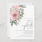 赤面エレガント花模様80歳の誕生日パーティー 招待状 (正面)