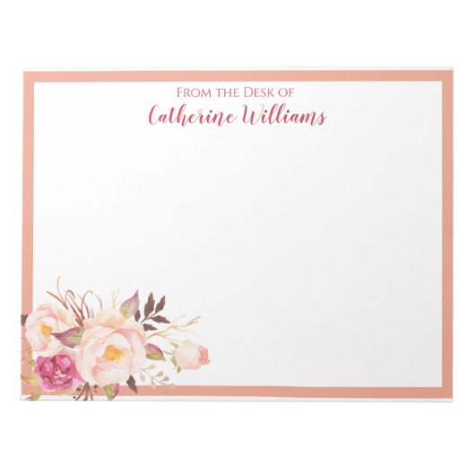 赤面エレガント花模様Boho文房具ペンパル ノートパッド (正面)