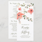 赤面エレガント花水彩結婚式 プログラム (正面/裏面)