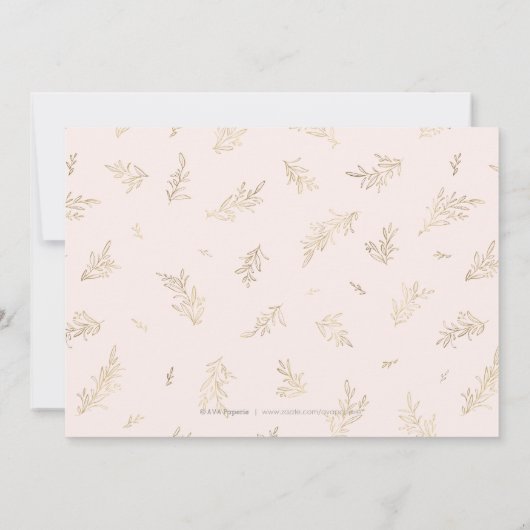 赤面エレガント金ゴールドの植物の葉は日付を保存 セーブザデート (裏面)