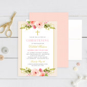 赤面エレガント金ゴールドフローラベビーガール《キリスト教》洗礼式や命名式 招待状