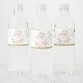 赤面エレガント金ゴールドフローラベビーゾウのシャワー ペットボトルラベル (ボトル)