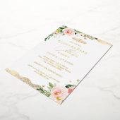 赤面エレガント金ゴールドフローラレースフォトキンセアニェラ 箔招待状 (回転した状態)