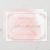 赤面エレガント金ゴールド書記日時の保存 セーブザデート (正面/裏面)