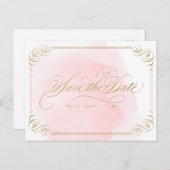 赤面エレガント金ゴールド書記日時の保存 案内ポストカード (正面/裏面)