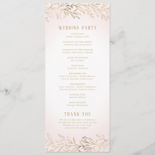 赤面エレガント金ゴールド植物結婚計画 メニュー (裏面)