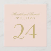 赤面エレガント金ゴールド結婚のモノグラム表番号 招待状 (裏面)