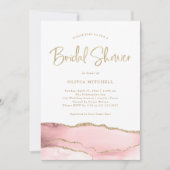 赤面エレガント・ピンク・エーゲート(金ゴールド) |ブライダルシャワー 招待状 (正面)