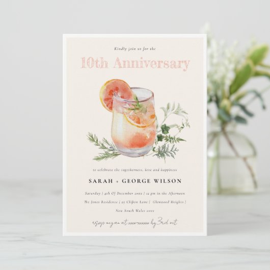 赤面オレンジグリーンカクテル任意の年 招待状 (スタンド正面)