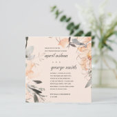 赤面オレンジフローラポスト結婚ズブランチ招待状 サンキューカード (スタンド正面)