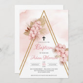 赤面オーキッドライパーム葉金ゴールドアーチバプティスマ 招待状 (正面/裏面)