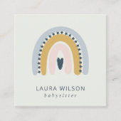 赤面オークレネイビースカンジイハートレインボーベビーシッター スクエア名刺 (正面)
