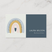 赤面オークレネイビースカンジイハートレインボーベビーシッター 名刺 (正面)