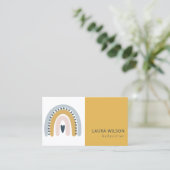 赤面オークレネイビースカンジイハートレインボーベビーシッター 名刺 (スタンド正面)