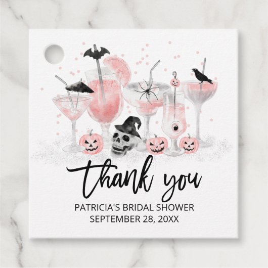 赤面カクテルハロウィーンブライダルシャワーありがとう フェイバータグ (正面)