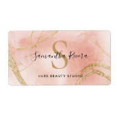 赤面カスタムと金ゴールド大理石のモノグラムラベル ラベル (正面)