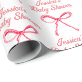 赤面カスタムコケットピンクボウガーリーベビーシャワー ラッピングペーパー (ロールコーナー)