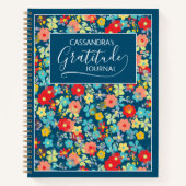 赤面カスタムコーラルピンクアクアブルーフラワーパターン ノートブック (正面)