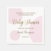 赤面カスタムピンクと白のベビーガールシャワー スタンダードカクテルナプキン (正面)