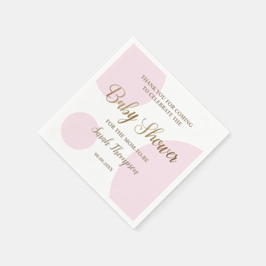 赤面カスタムピンクと白のベビーガールシャワー スタンダードカクテルナプキン (角)