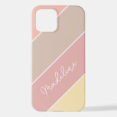 赤面カスタムピンクピーチオレンジイエローストライプ iPhoneケース (裏面)