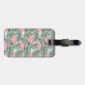 赤面カスタムピンクフラミンゴズパームリーフレスパターン ラゲッジタグ (裏面横)