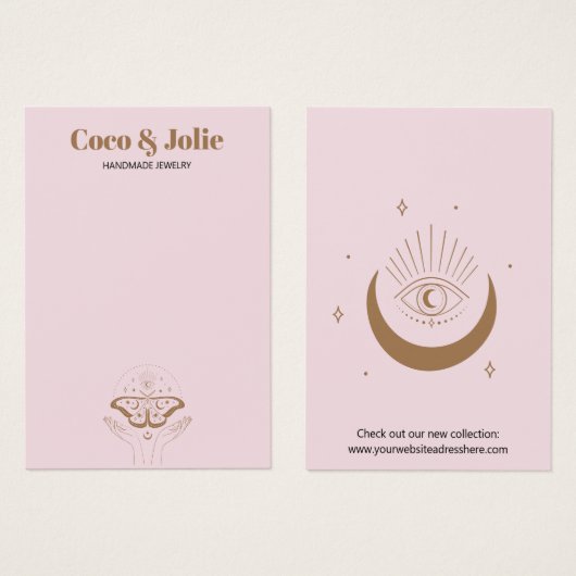 赤面カスタムピンクボホロゴイヤリングディスプレイカード (正面&裏面)