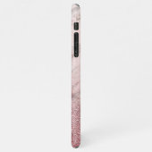 赤面カスタムピンク大理石パターン上の写真コラージュ iPhoneケース (左側)