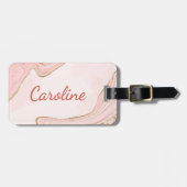 赤面カスタムピーチ金ゴールドピンクローズマーリーパターン ラゲッジタグ (正面横)