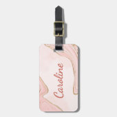 赤面カスタムピーチ金ゴールドピンクローズマーリーパターン ラゲッジタグ (正面縦)