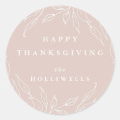 赤面カスタム文字リーフモチーフサンクスギビング ラウンドシール (正面)