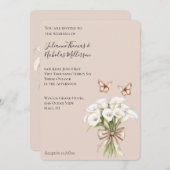 赤面カラリリーフローラ蝶ボウ結婚ズ 招待状 (正面/裏面)