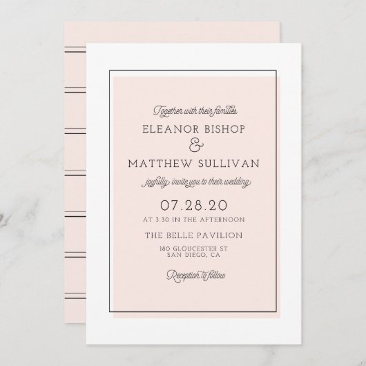 赤面カラーブロックミニマル招待状 招待状 (正面/裏面)